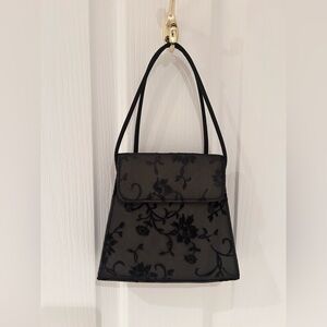 LIZ CLAIBORNE Elegant Velvet Floral Women's Mini Handbag, Black
